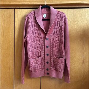 Coral Cable Knit Cardigan Sweater